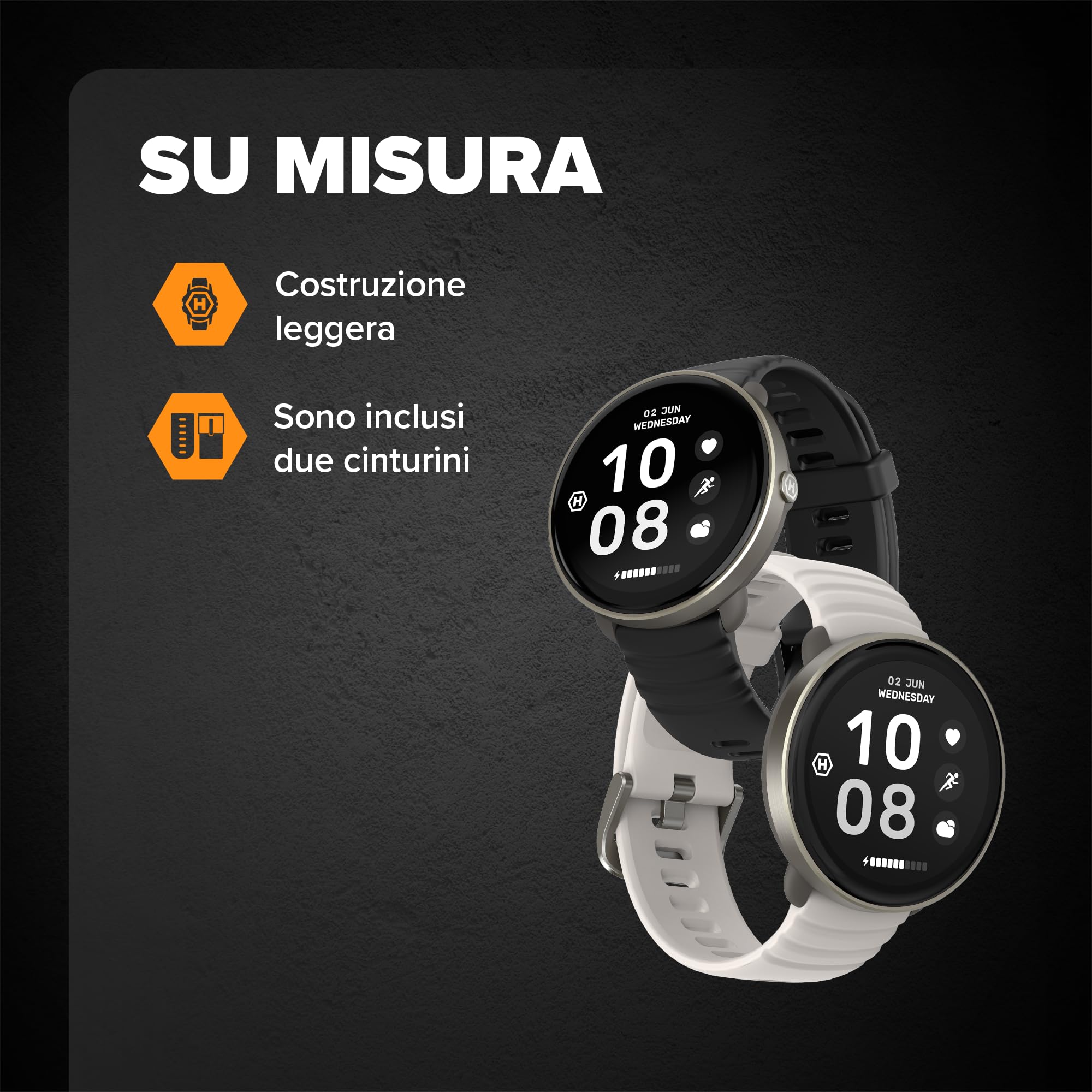 HAMMER VENTUS Smartwatch – Pantalla AMOLED de 1,3", pulsómetro y SpO2, 144 modos deportivos, Bluetooth 5.3, compatible con Android e iOS, resistente, color negro