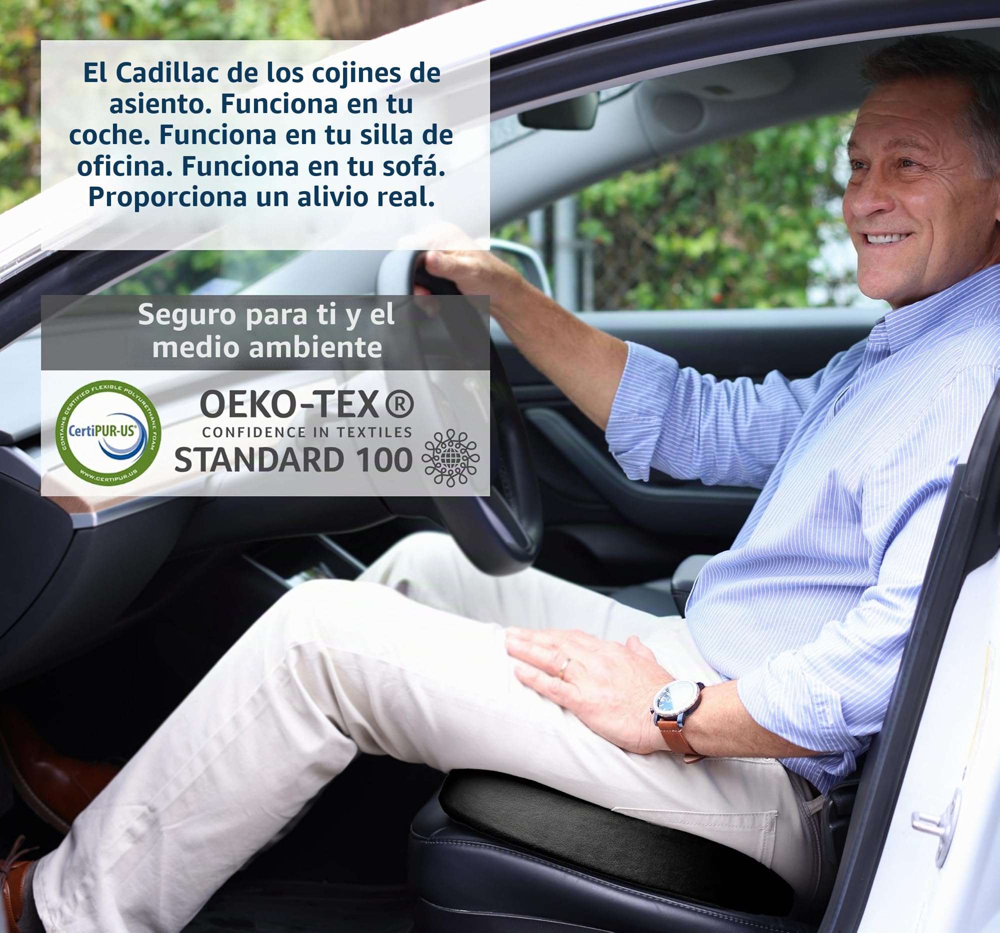 ComfiLife - Cojín de gel mejorado para asiento, antideslizante ortopédico de gel y espuma viscoelástica, cojín para dolor de coxis, alivio del dolor de espalda y ciática