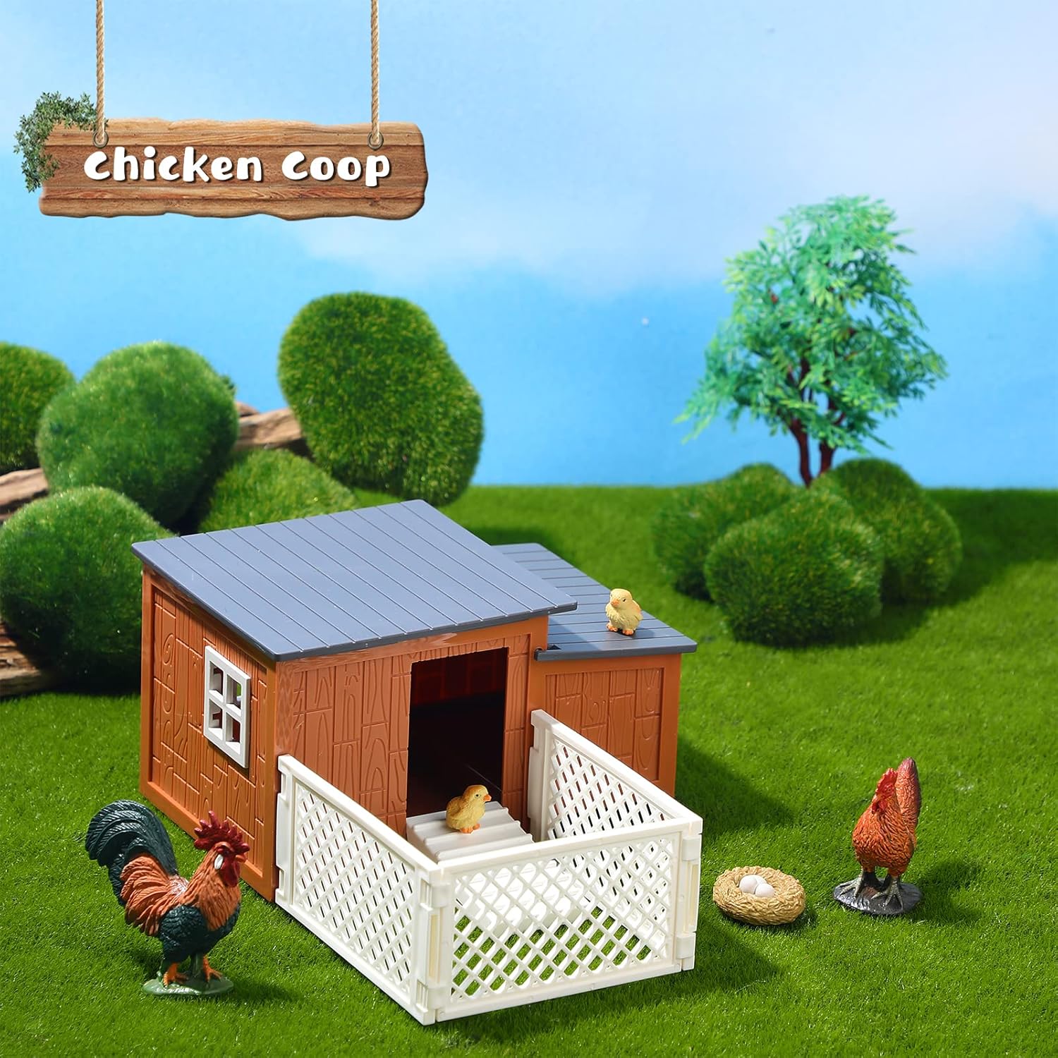 9 Pieces Easter Chicken Figurine Chicken Model Playset Farm Action