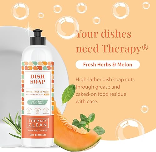 Miniatura 2 de Therapy Clean - Jabón para platos, fragancia 100% natural, líquido para lavar platos a base de plantas (Sal marina y eucalipto (calma y calma), 16