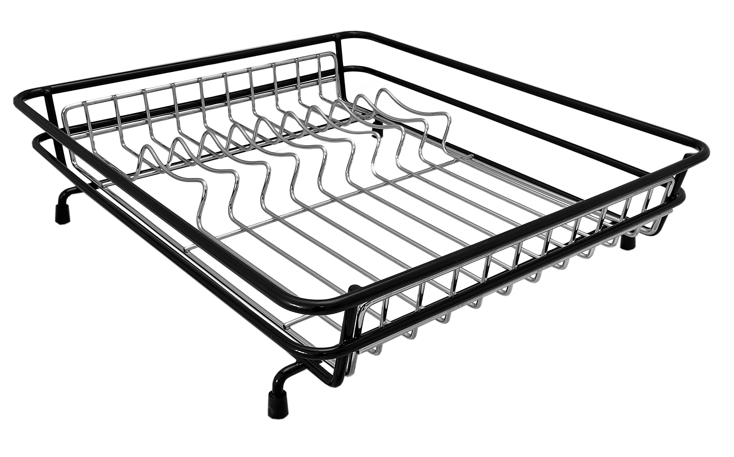 Delfinware Black/Chrome Dish Drainer With Rubber Feet,