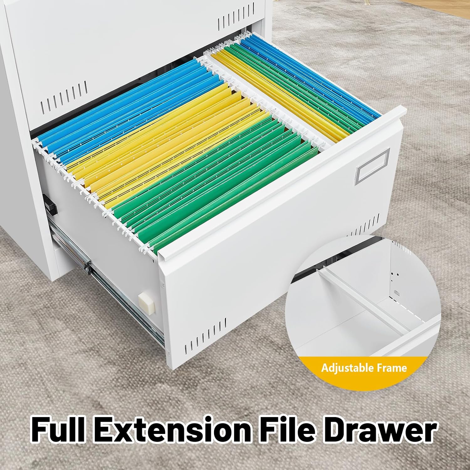 Contemporary Filing Cabinet, Lockable Office Drawer, Lateral File Cabinets,Lock Cabinet for Letter, A4, Storage Cabinets for Home, Office (3 Drawers White)