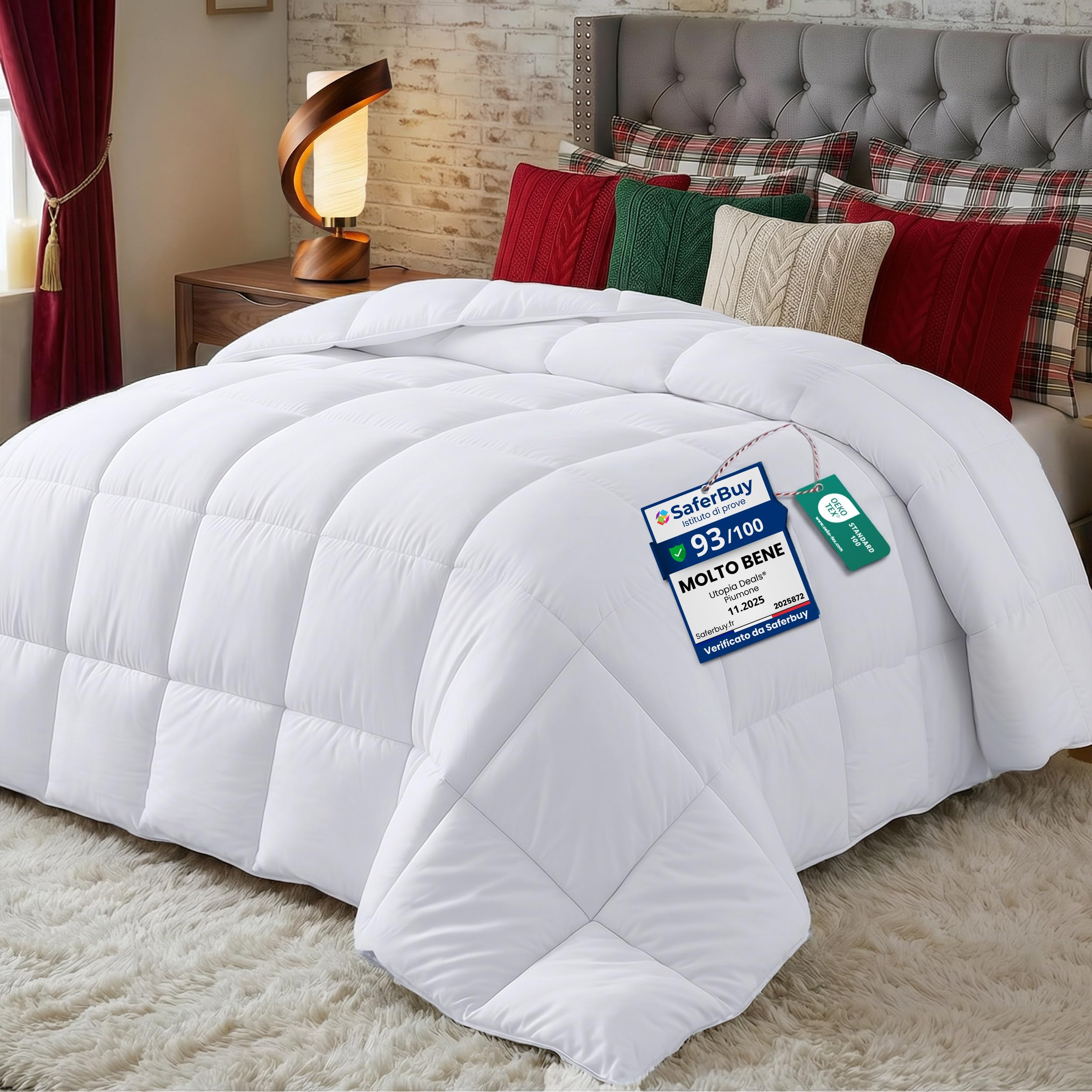 Utopia Bedding Piumone 200x200 cm, Piumino matrimoniale, Trapunta 100% Microfibra, Piumino Caldo (Bianco)