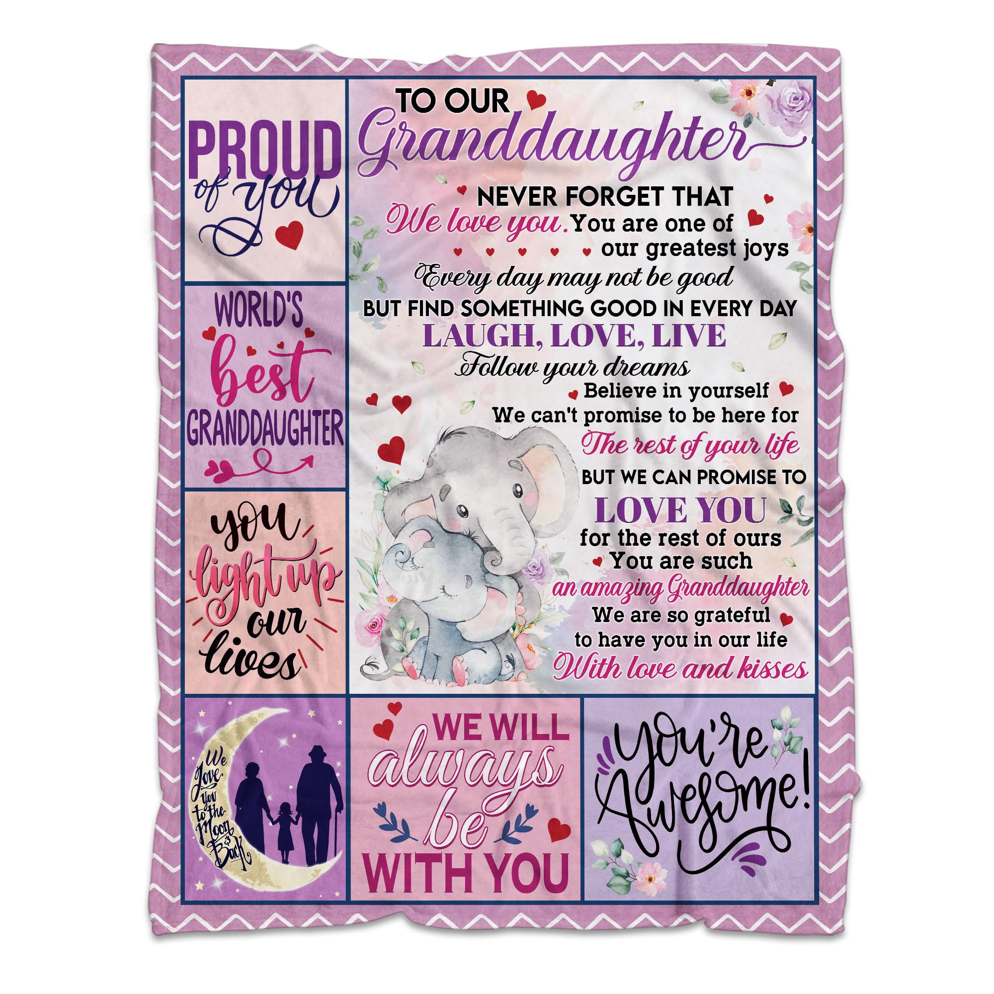MUCHNEE Granddaughter Graduation Blanket, 60"x50" from Grandma & Grandpa for Mother's Day or Christmas