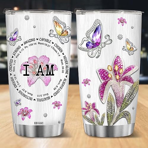 Vista 61 de BECHUSKY Vaso cristiano con versículo bíblico, regalos florales para mujeres, inspirador de fe, niña religiosa, mamá en cumpleaños, Pascua, Navidad