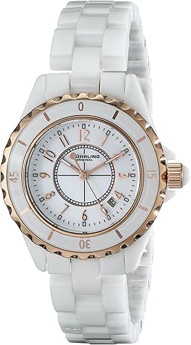 Stuhrling Original 530114EW3de la mujer FusionRose gold-layered Blanco de Cerámica Reloj