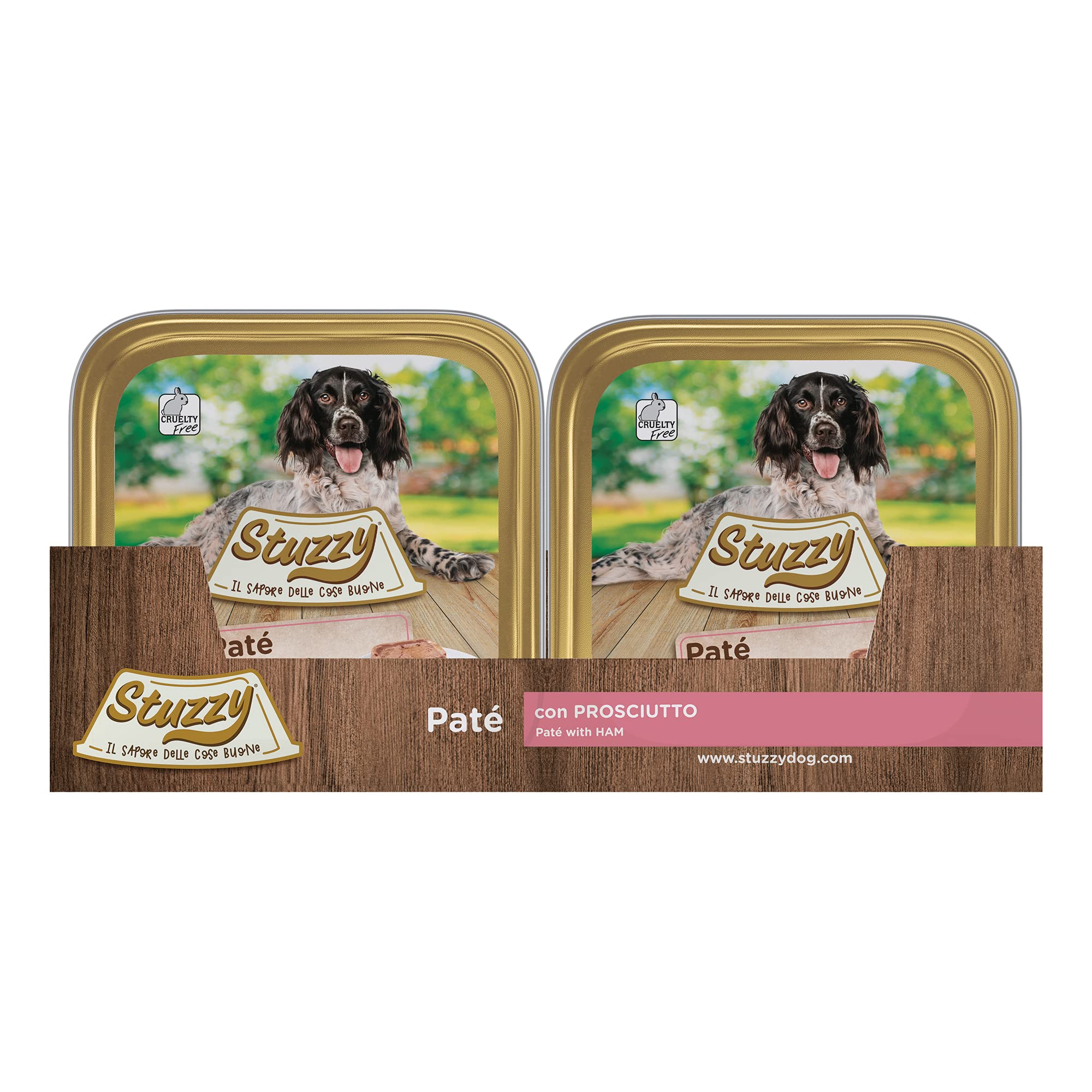 Stuzzy Cibo Umido per Cani Adulti al Gusto Prosciutto Paté e Carni in Pezzi 3,3kg (22 Vaschette 150g)