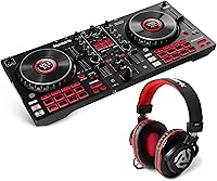 Vista 1 de Paquete de Controlador de DJ - Set de DJ con 4 Decks, Mezclador de DJ, Interfaz de Audio, Pantallas de Rueda Jog, FX y Auriculares de DJ - Numark