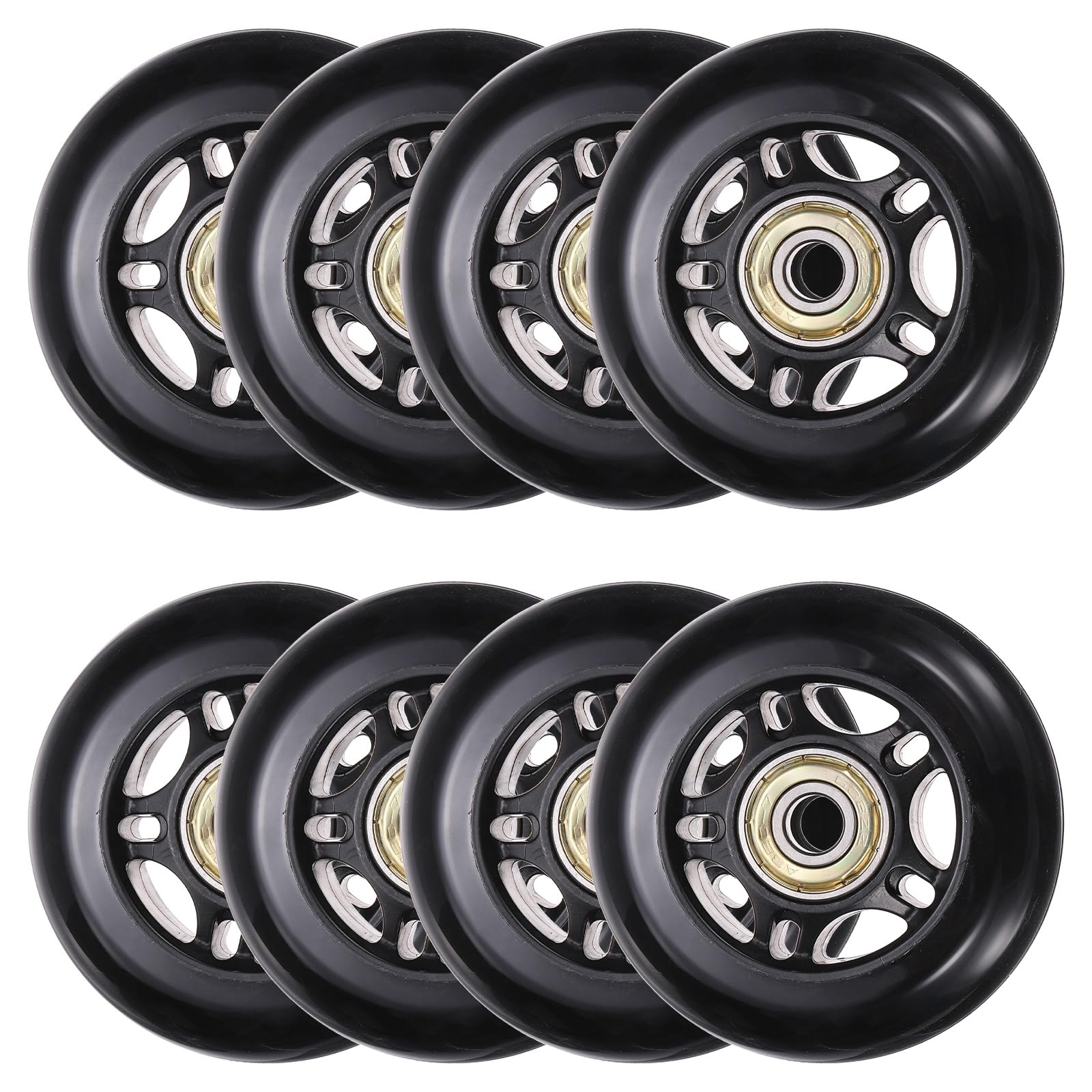YELARXI Inline Skate Wheels with Bearings, Outdoor & Indoor Roller Skate Wheel Inline Skate Replacement (68mm, 8Pack, Black) for Scooter