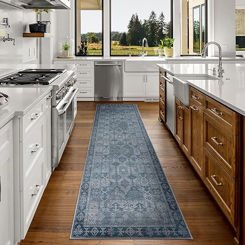 DECOMALL BAOLA - Tapete pequeño para puerta de entrada de 2 x 3 pies, color azul, 24 x 36 pulgadas