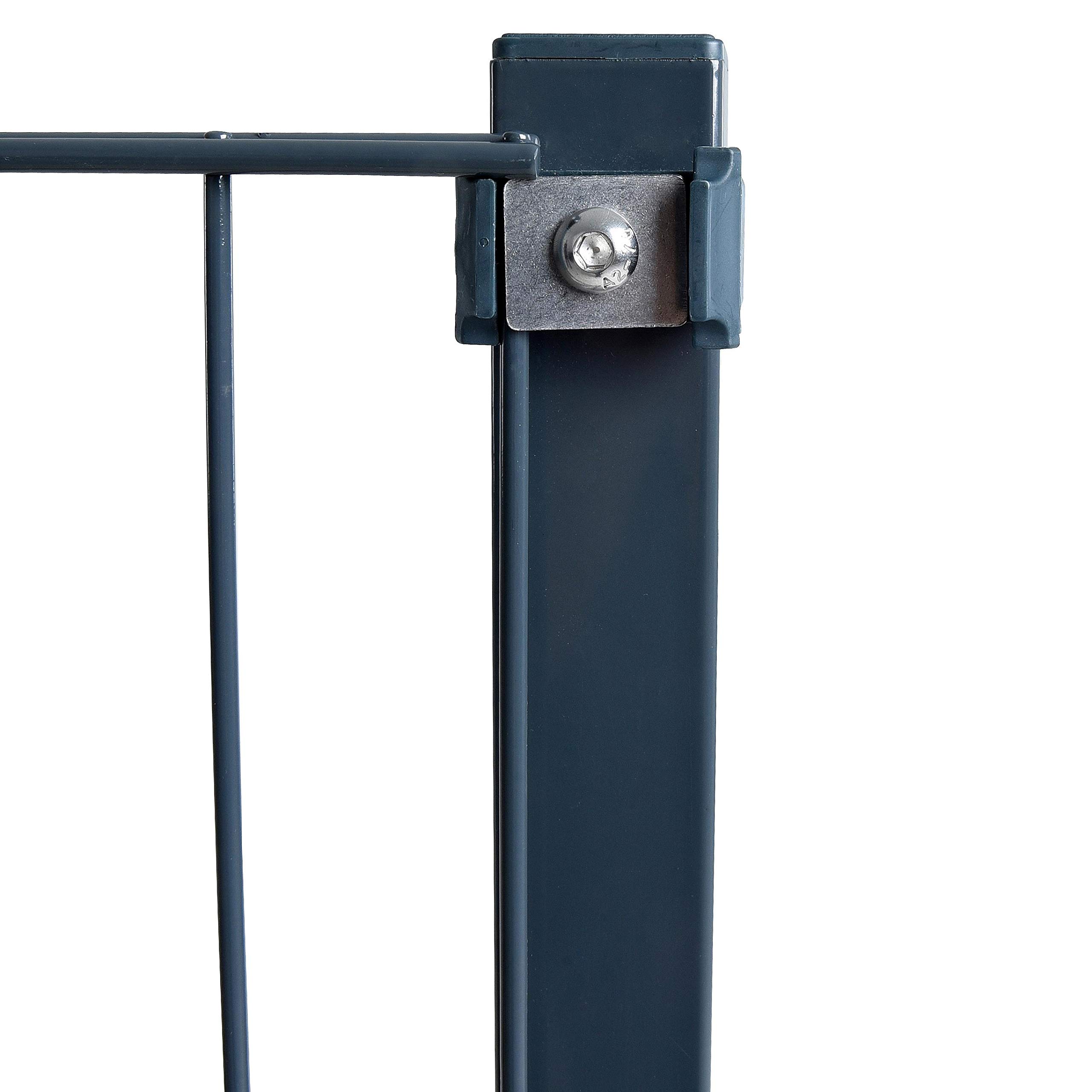 ESTEXO Doppelstabmattenzaun Gitterzaun Drahtgitter Garten-Zaun Stabmattenzaun Pfosten Zaunset Komplett-Set Erweiterungs-Set oder einzelne Pfosten oder Eckpfosten (RAL 7016 / Komplett-Set 120 cm)