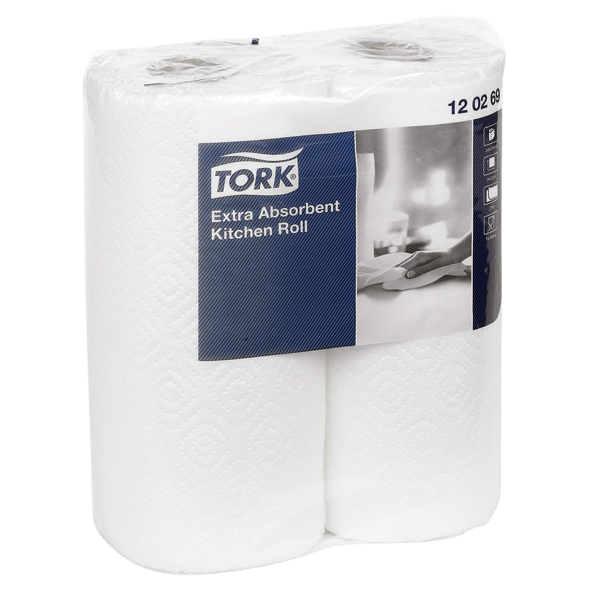 Urbnliving White Tork Twin Pack Strong Quality Extra Absorbent Paper Towel Kitchen Roll Set (12)