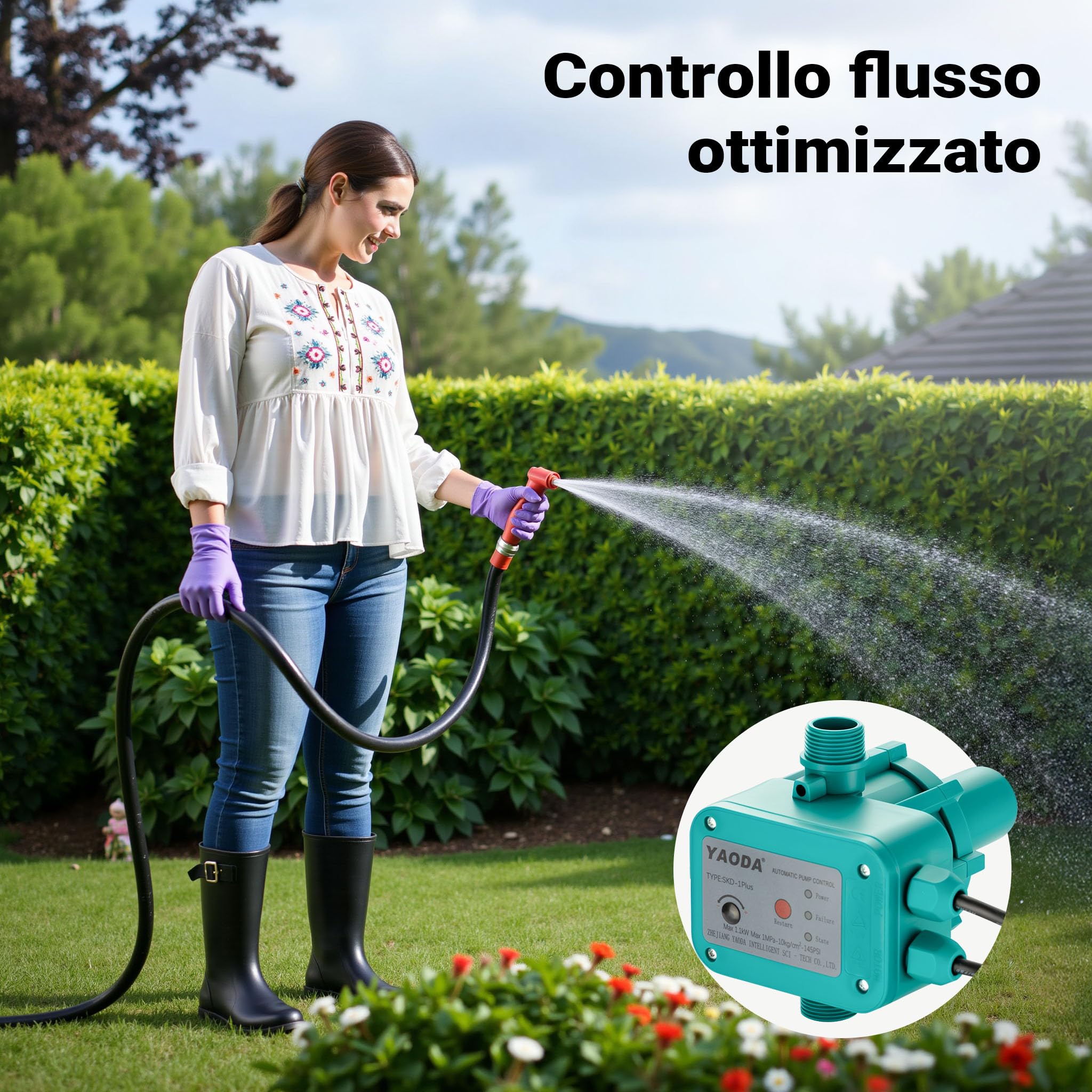 Wiltec Pressostato SKD-1 230V monofase 10 bar unità di controllo pompa funzionamento a secco, per autoclave