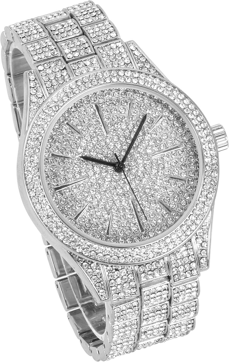 Techno Pave Mens 42mm Iced Out Classy Metal Band Watch
