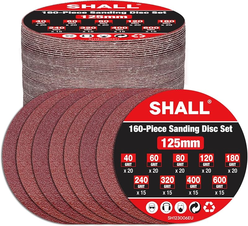 SHALL 160 db 125mm csiszolókorong vegyes szemcsemérettel, 8 lyukas orbitalcsiszolóhoz