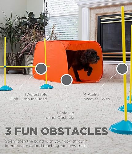 Miniatura 2 de Juego para principiantes de agilidad Zip Zoom para perros de interior con túnel postes para zigzaguear obstáculos de salto de altura por Outward