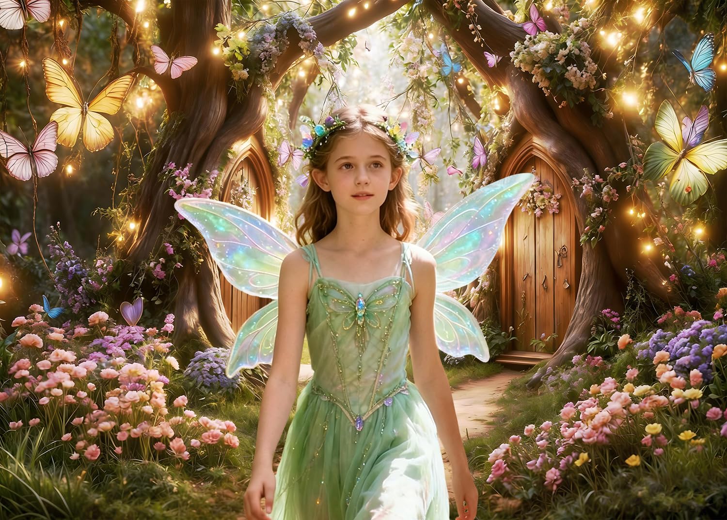 3.6x3m Sfondo Foresta incantata Magico Giardino delle meraviglie Floreale Farfalla Fotografia Sfondo Principessa Ragazze Festa di compleanno Baby Shower Decorazioni Banner Photo Booth Props