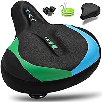 CDYWD Oversized Extra Wide Gel Padded Bike Seat for Men Women - Comfort Saddle for Peloton, Stationary, Mountain, Cruiser Bikes