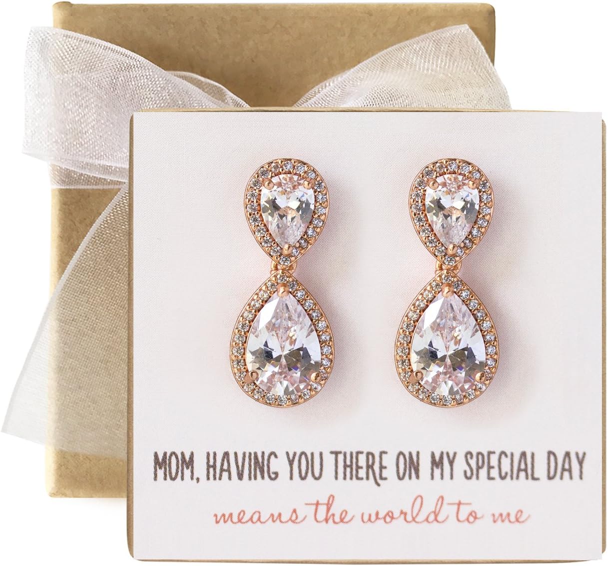 A+O Mother of the Bride. Mother of the Groom - Teardrop Drop Dangle Earrings in Silver, Gold or Rose Gold