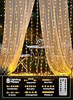 Vista 2 de Brightown - Cadena de luces de cortina con 300 LED, 3 mt de luces colgantes de hadas con control remoto, 8 modos, luces impermeables para ventanas