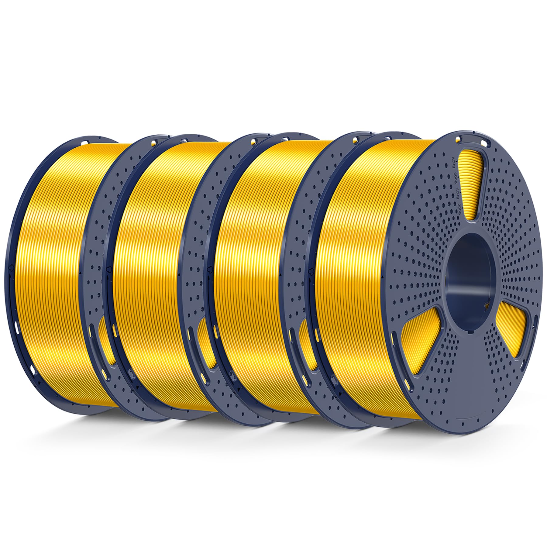SUNLU Silk PLA+ Filament 1,75mm 4KG, Finitura Liscia e Setosa per Stampante 3D, Buona Resa Colore, Filamento per Stampa 3D, 1 kg per Bobina, 4 Rotoli, SILK Oro Chiaro x4