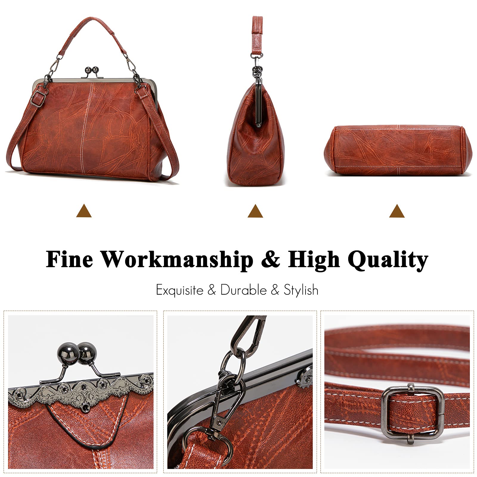 FANDARE Borsa Donna Tracolla Borsa A Mano Borsa Spalla Messenger Eleganti Grande Shopping Viaggio Partito Work Pochette da Cerimonia Impermeabile Pelle PU Retrò Black