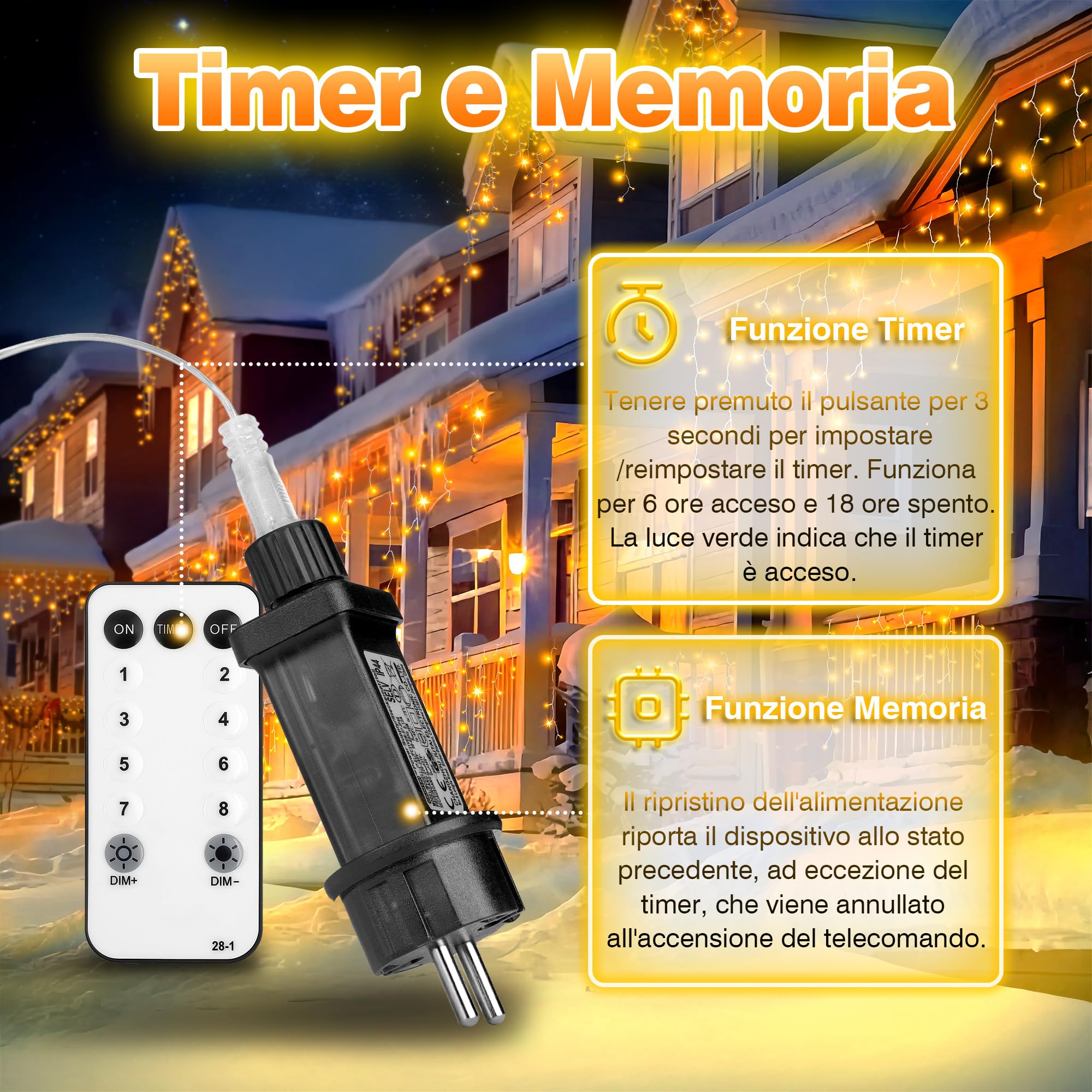Xahpower Luci di Natale da Esterno Cascata, 624 LED 18M Luci di Natale da Esterno con Telecomando, 8 Modalità, Tenda Luminosa per Balcone, Natale, Matrimoni, Feste - Bianco Caldo