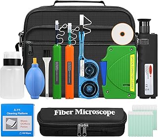 14 in 1 Fiber Optic Cleaning Tool kit with 400x Optical Microscope SC LC MPO Cleaner Pen and 2.5mm 1.25mm MTP Cleaning Box with Replace core