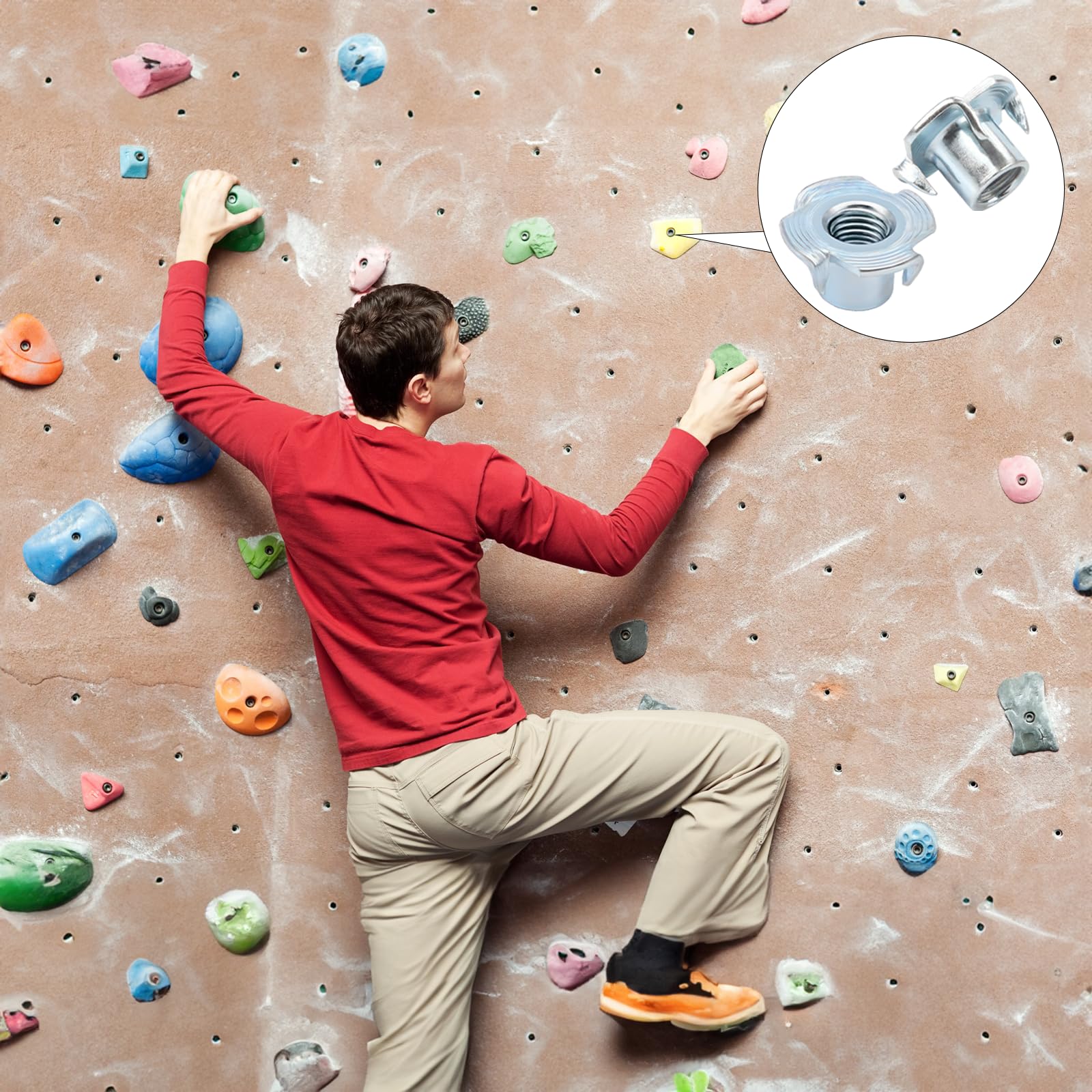 60 dadi a innesto M3 x 6 mm, in acciaio al carbonio zincato con 4 punte, per legno, tavole, mobili, artigiani, costruzioni, pareti da arrampicata, kit di viti, fai da te
