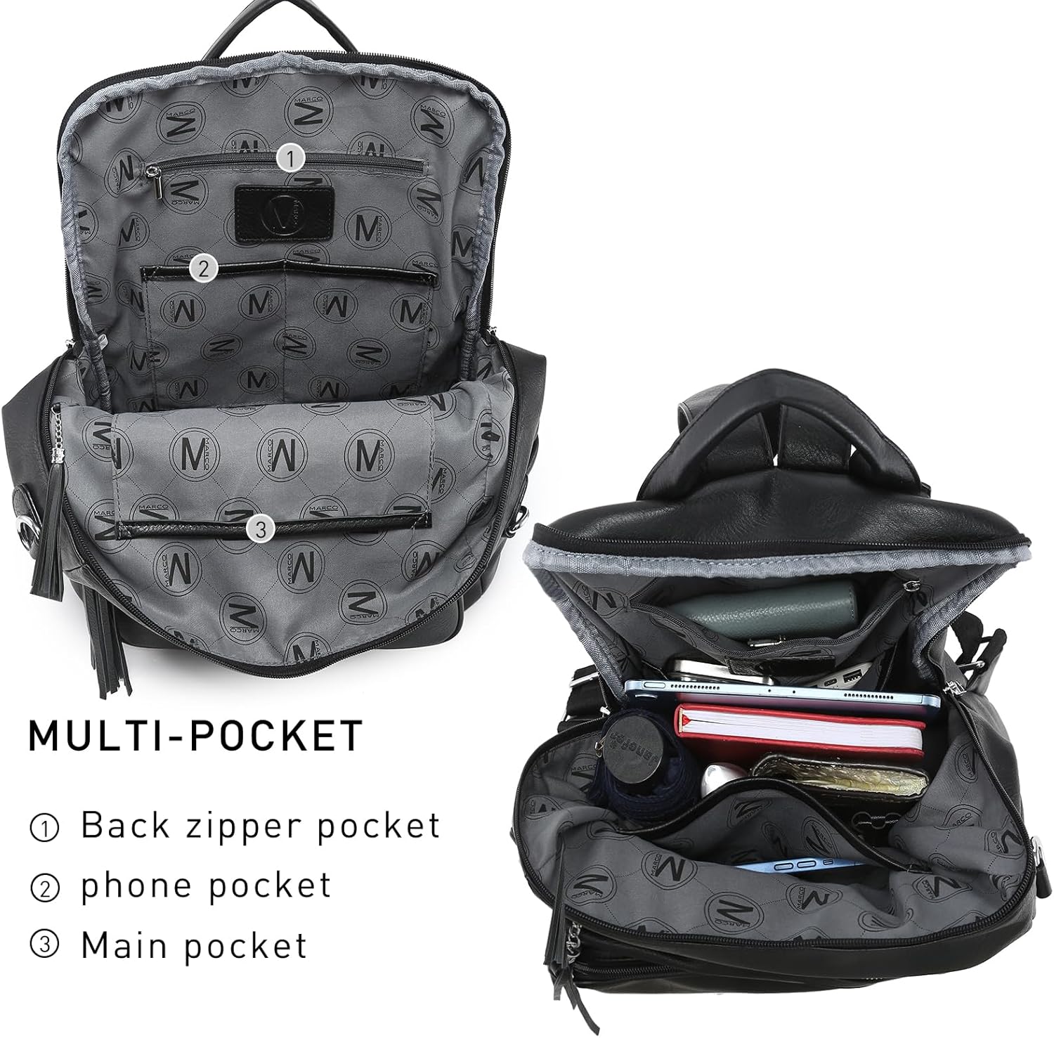 MKP COLLECTION Women Fashion Backpack Purse Convertible Large Rucksack Versatile Travel Shoulder Bags Handbag Set with Tassel - Image 4