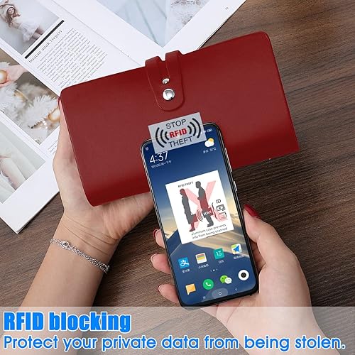 Miniatura 4 de Soporte para tarjetas de crédito RFID, organizador de tarjetas de visita de cuero con 96 ranuras para tarjetas, protector de tarjetas de crédito