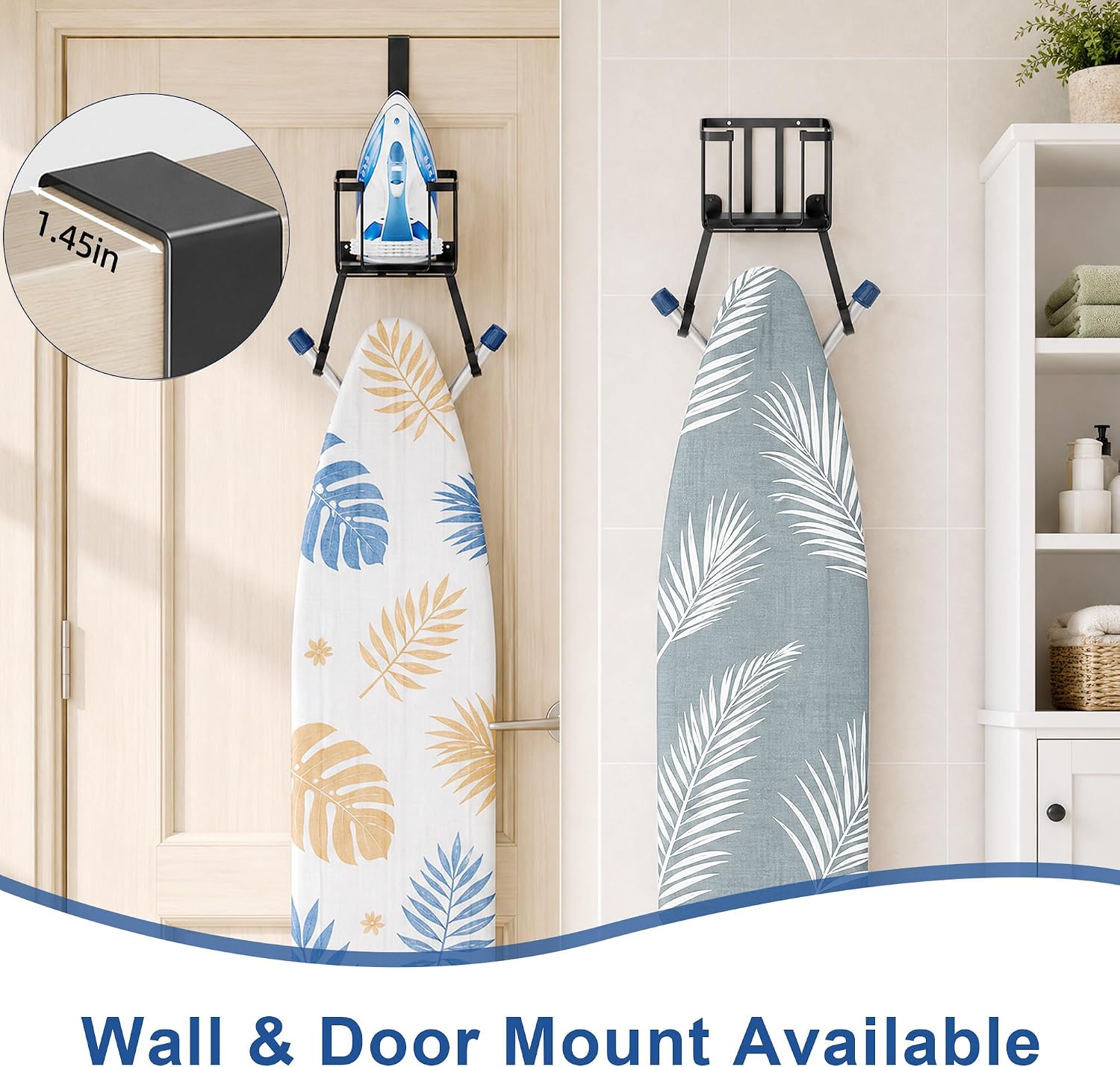ORLESS Ironing Board Hanger Over Door & Wall Mount, Black image 5