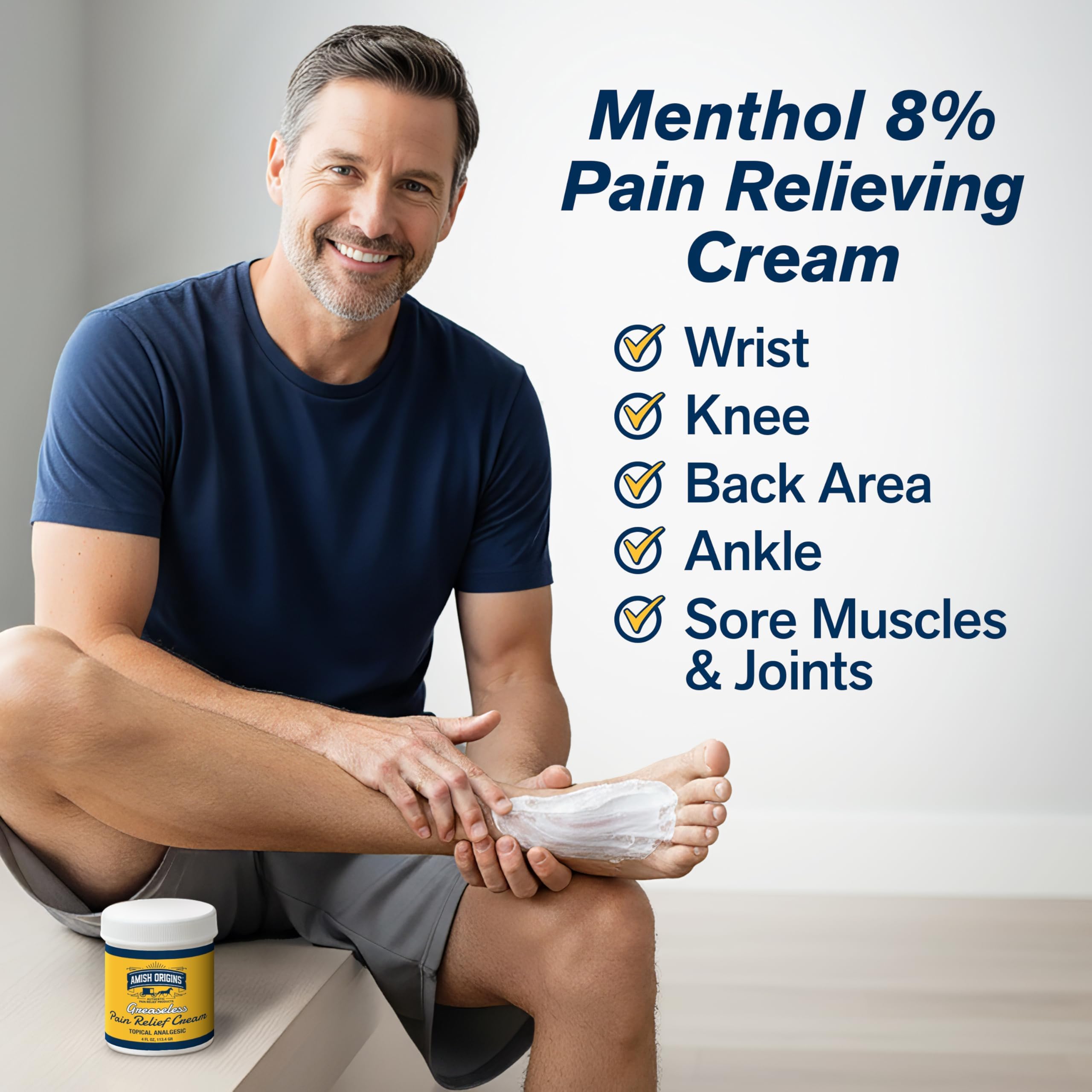 Amish Origins Arthritis Pain Relief Cream - 4 oz - Maximum Strength Deep Penetrating for Joint, Muscle, Knee, Back, Feet, Hand, Ankle, Aches, Neuropathy (4 Oz (Pack of 1)) — Amazon image 2