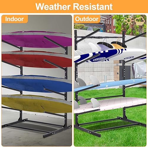 Miniatura 6 de Freestanding Kayak Rack, Adjustable Kayak and SUP Stand, Weatherproof and Heavy Duty Surfboard Storage Rack, Hold up Kayaks, SUPs, Paddleboards,