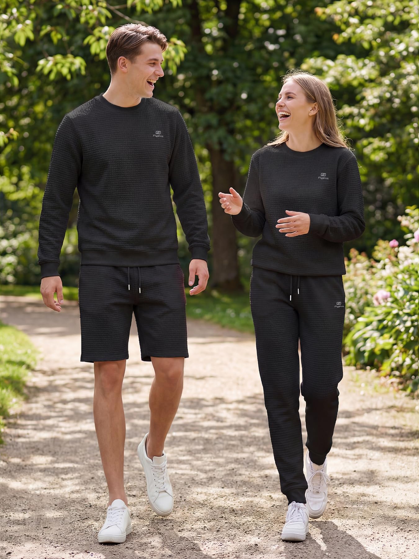 Herren Jogginganzug Set 3-Teiliger Trainingsanzug mit Sweatshirts Jogginghose Kurze Hose Tracksuit Laufanzug Strukturmuster