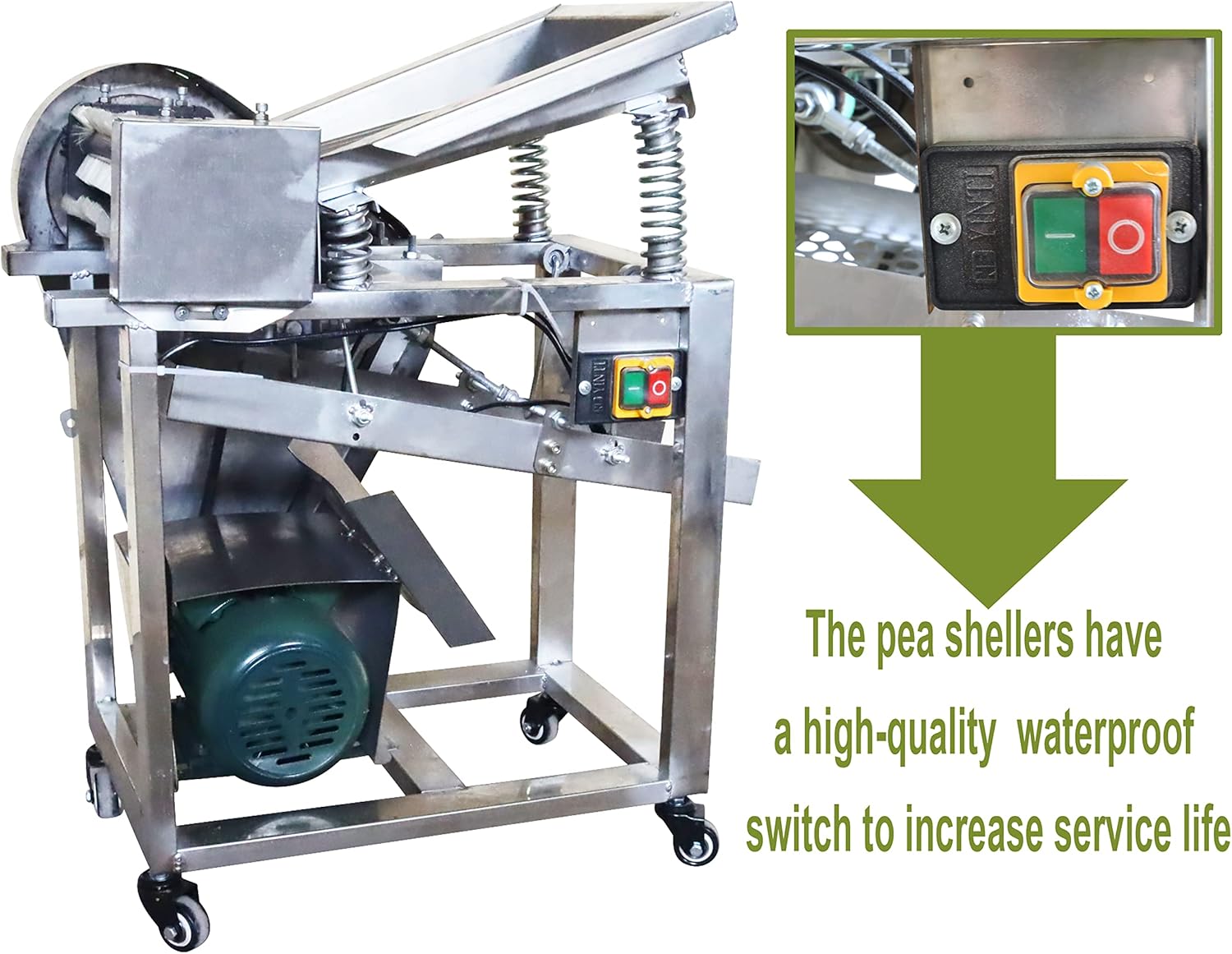 TECHTONGDA Electric Pea Bean Sheller Commercial Pea Peeler Stainless Steel Home Peeling Machine Full-automatic 250kg/h 220V