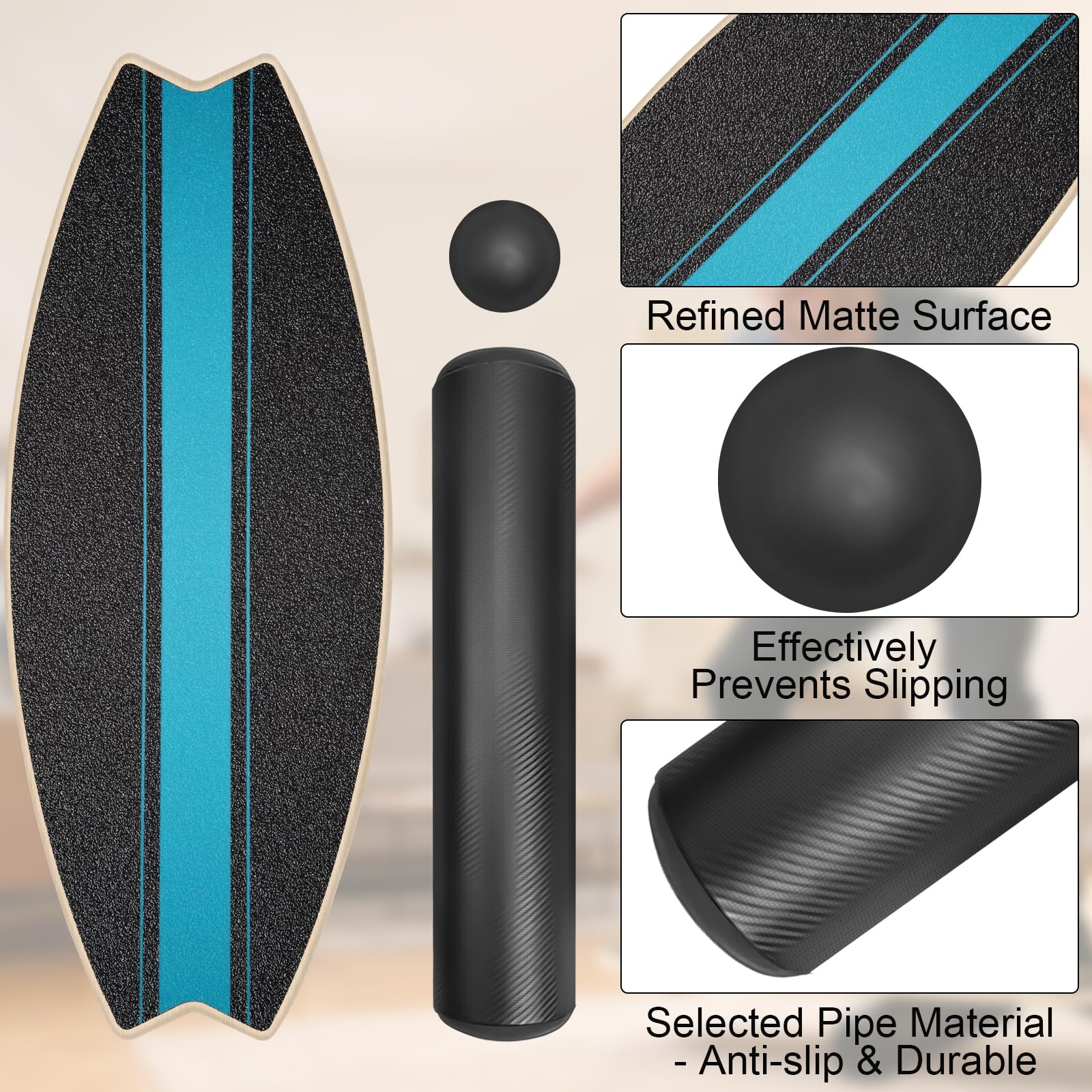 Diesisa Balance Board: Tavola Oscillante Per Surf 7 In 1 - Set Di Tavola Per Equilibrio In Legno Con Rullo E Palla Per Equilibrio - Balance Trainer Per Allenamento Di Surf, Fitness, Riabilitazione