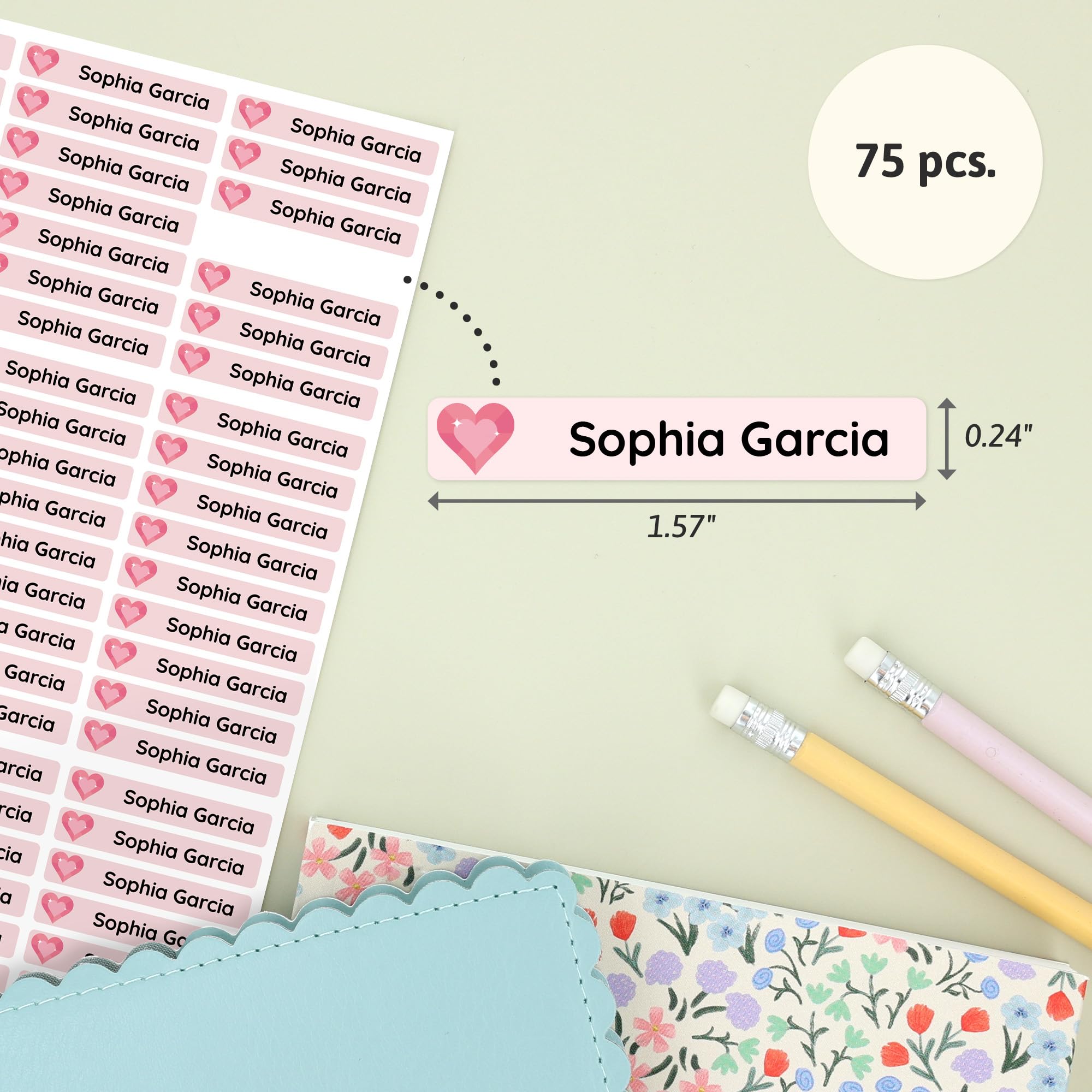 Teddylabels - Personalized Name Labels for School Supplies (75) - Waterproof and Durable Stickers for Pencils, Pen, and Other School Supplies - Image 2