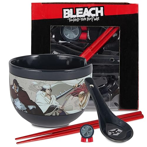 Culture Fly Bleach Ramen Bowl Set with Chopsticks and Spoon - 20 oz Ceramic Instant Noodle Bowls with Chopsticks, Ramen Noodle and Rice Bowl, Anime Holiday Gifts for Men - TYBW - One Size