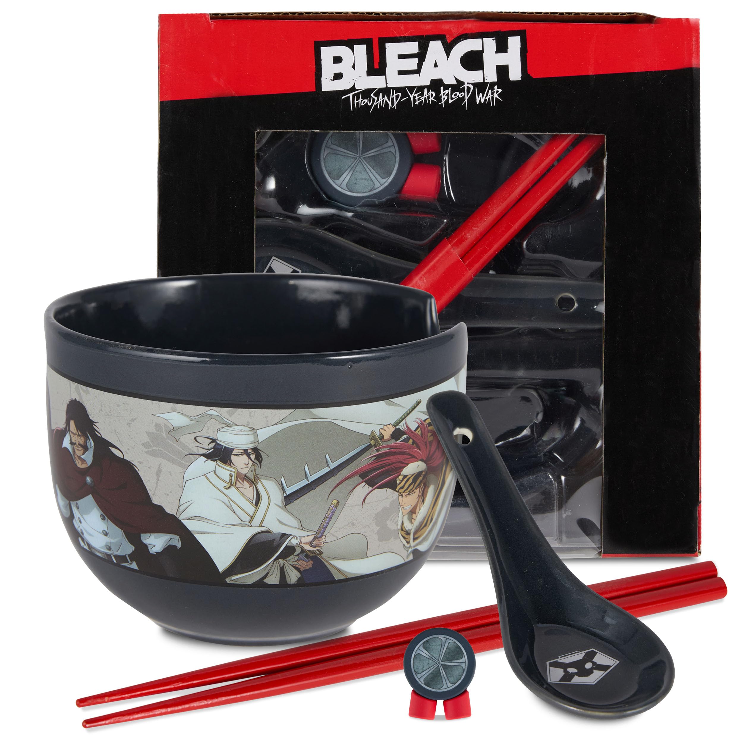 Culture Fly Bleach Ramen Bowl Set with Chopsticks and Spoon - 20 oz Ceramic Instant Noodle Bowls with Chopsticks, Ramen Noodle and Rice Bowl, Anime Holiday Gifts for Men