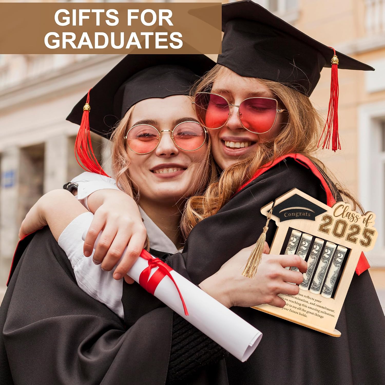 Graduation Money Holder 2026, Wooden Class of 2026 Graduation Gifts Money Holder, Unique Graduate Gifts for Him Her Daughter Son Seniors, Grad Cash Holders for University, College (Wood) image 4