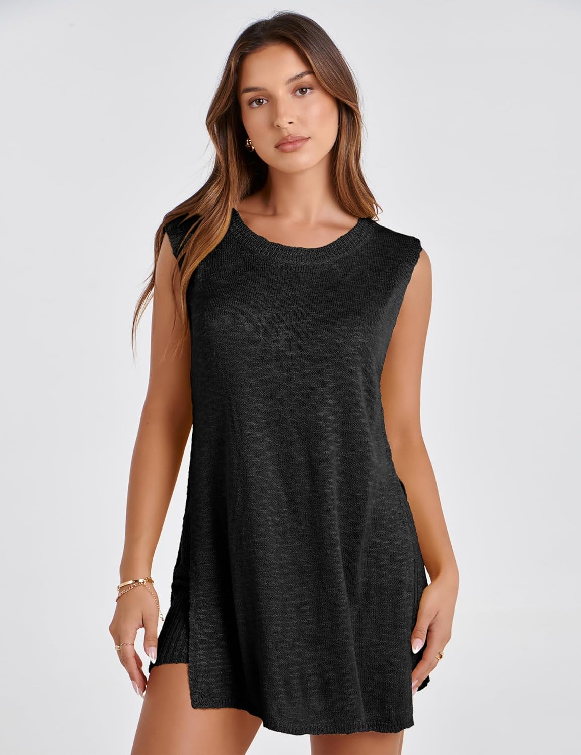 Bianstore Women's Summer Sweater Set Sleeveless Knit Pullover Top Matching Shorts 2 Piece Beach Vacation Outfits - Image 2