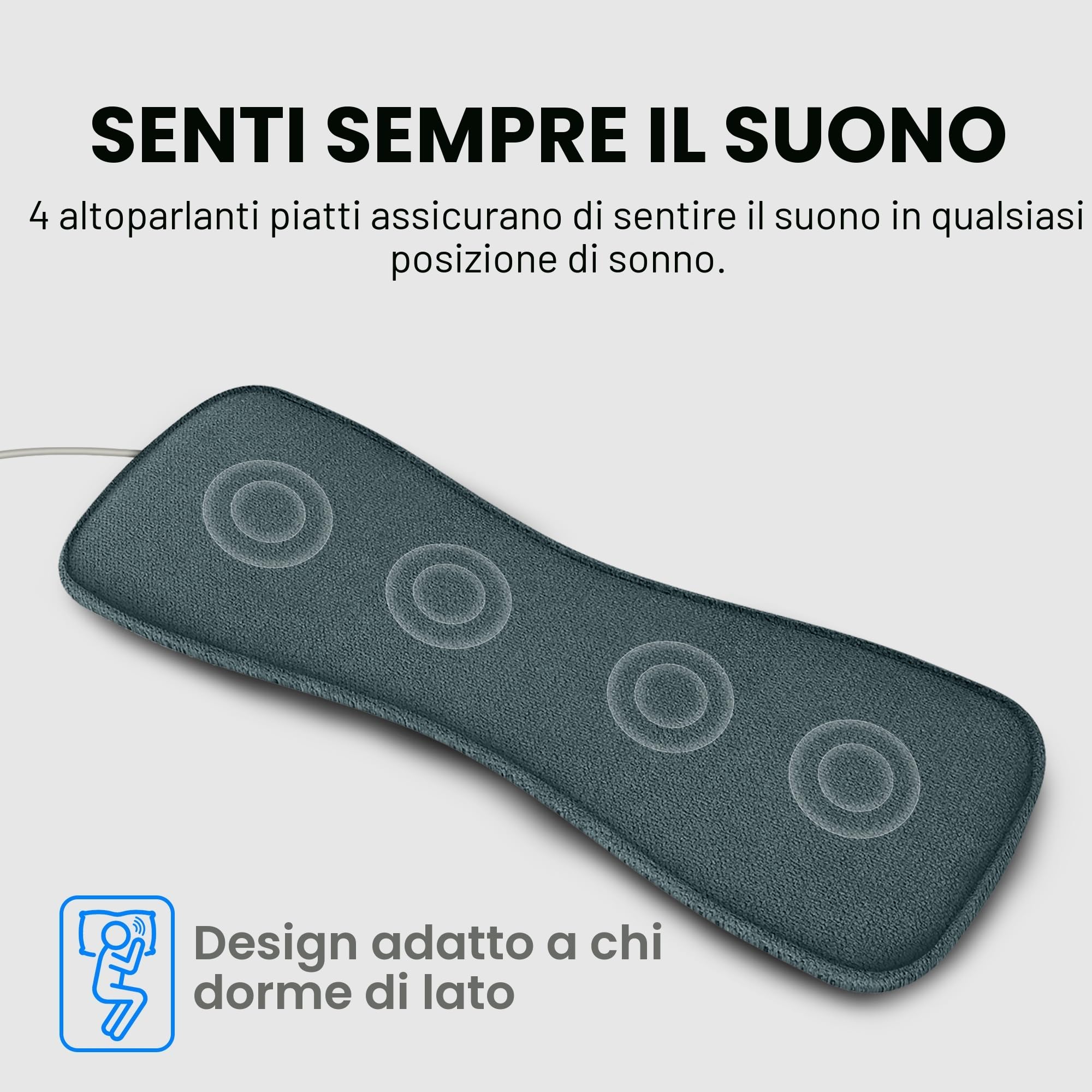 Avantree Slumber 2 – Cuscino Altoparlante Bluetooth con 4 Speaker Piatte, Rumore Bianco, Telecomando,Timer Spegnimento, Cuffie per Dormire, Design Morbido per Dormire di Lato