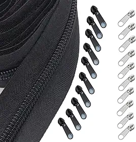 Fita de Zíper Em Espiral de Nylon Nº 5, Zíperes de 10 Jardas de Comprimento Vendidos por Jarda com 10 Cursores Metálicos Coloridos e 10 Cursores Prateados para Costura Diy, Comprimentos