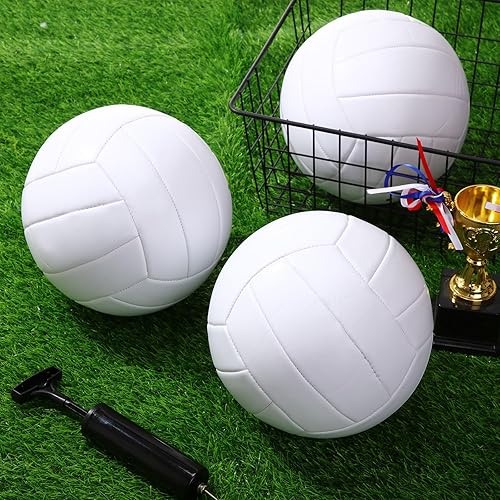 Miniatura 5 de Jexine Autograph - Pelota de voleibol blanca en blanco, tamaño oficial 5, pintura de bricolaje, pelota de voleibol lisa con bomba de aguja, para
