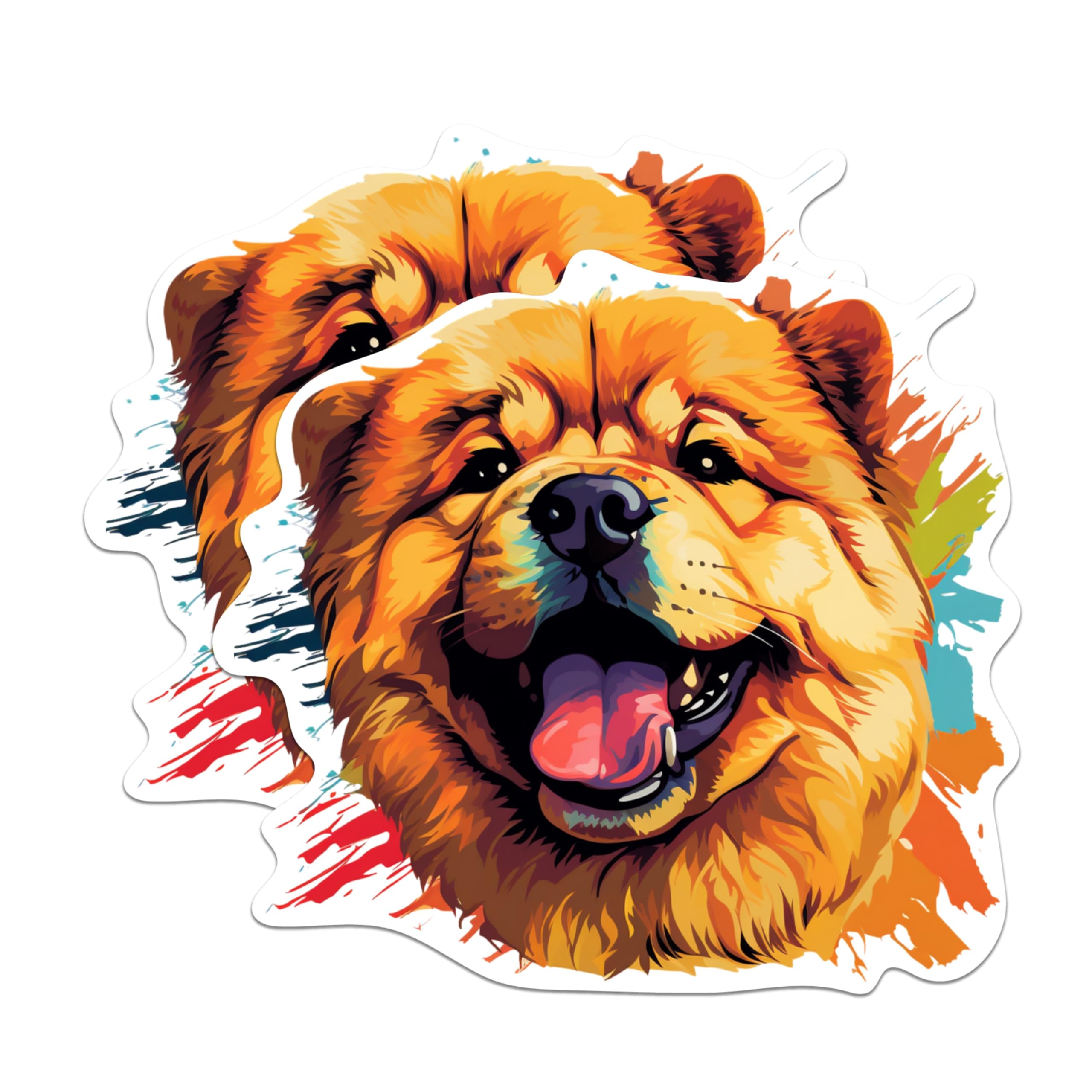 (2 Pack) Chow Chow Dog Breed Stickers - 5 Inches On Longest Side - Choose from Over 100 Dog Breeds - for Cars, Trucks, Skateboards, Laptops - Made in USA - BMCS1828