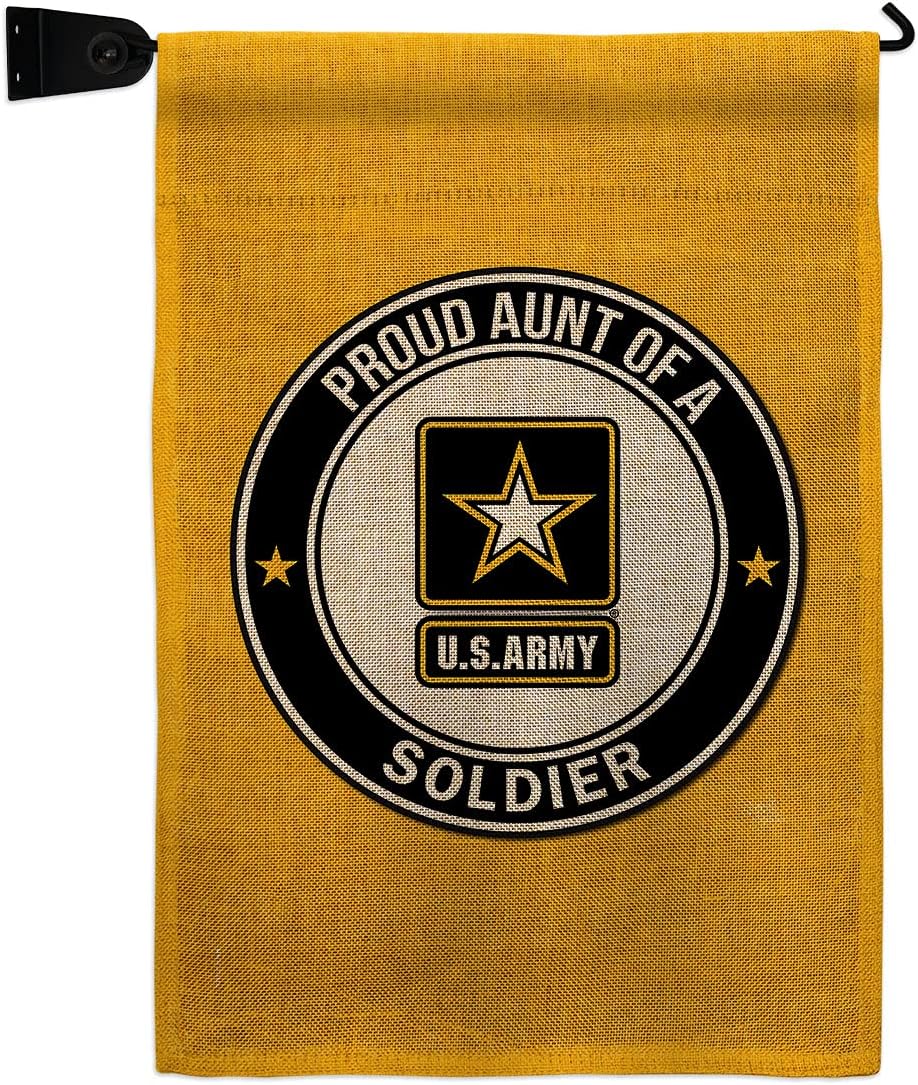 Proud Aunt Soldier Burlap Burlap Garden Flag Set Mailbox Hanger Armed Forces Army Rangers United State American Military Veteran Retire Official Small Gift Yard House Banner Double-Sided 13 X 18.5