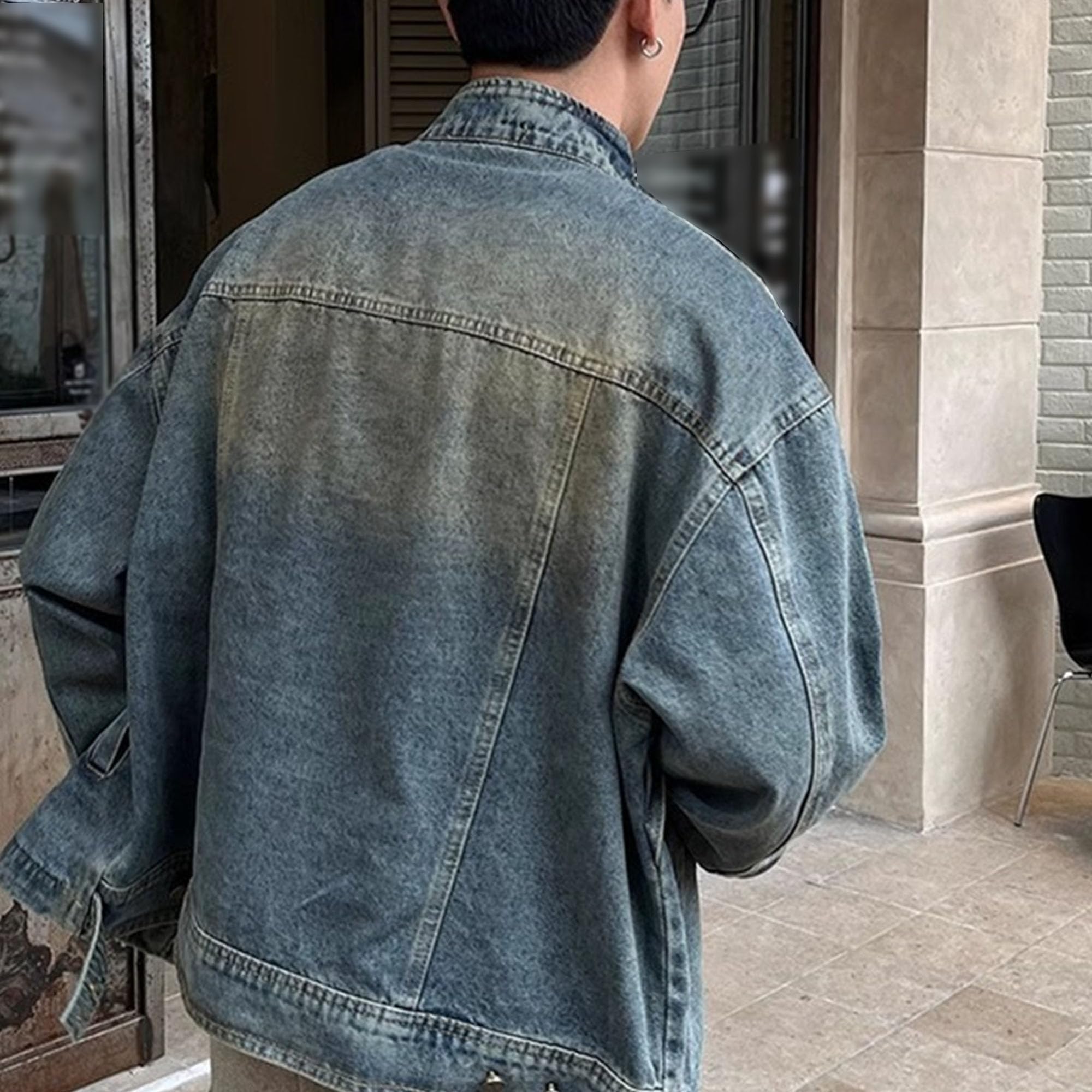 Cappotto oversize da uomo vintage lavato con cerniera