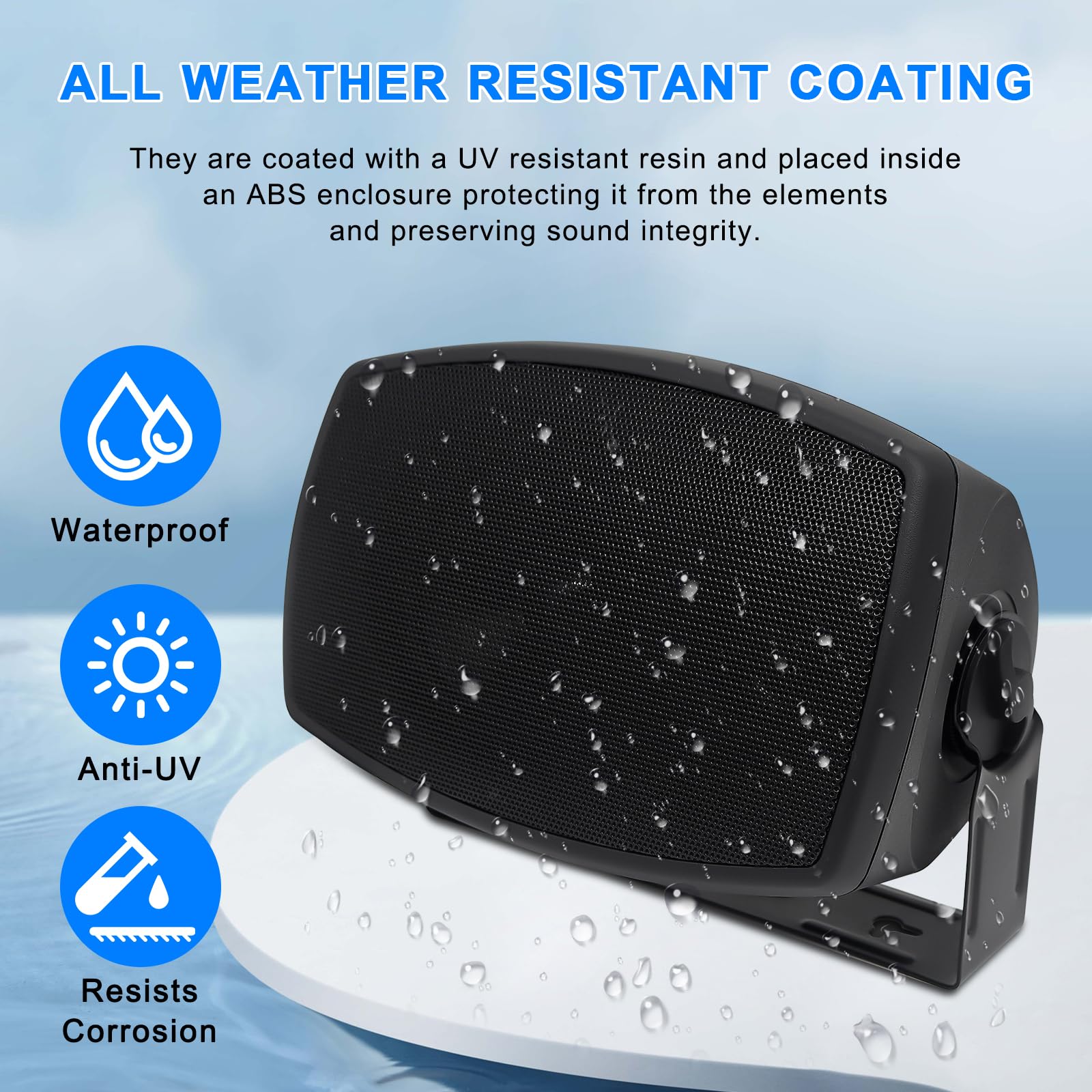 Wasserdichte Wandlautsprecher Bluetooth 5.3 4 Zoll (10 cm) Außenbereich Paar Schwarz