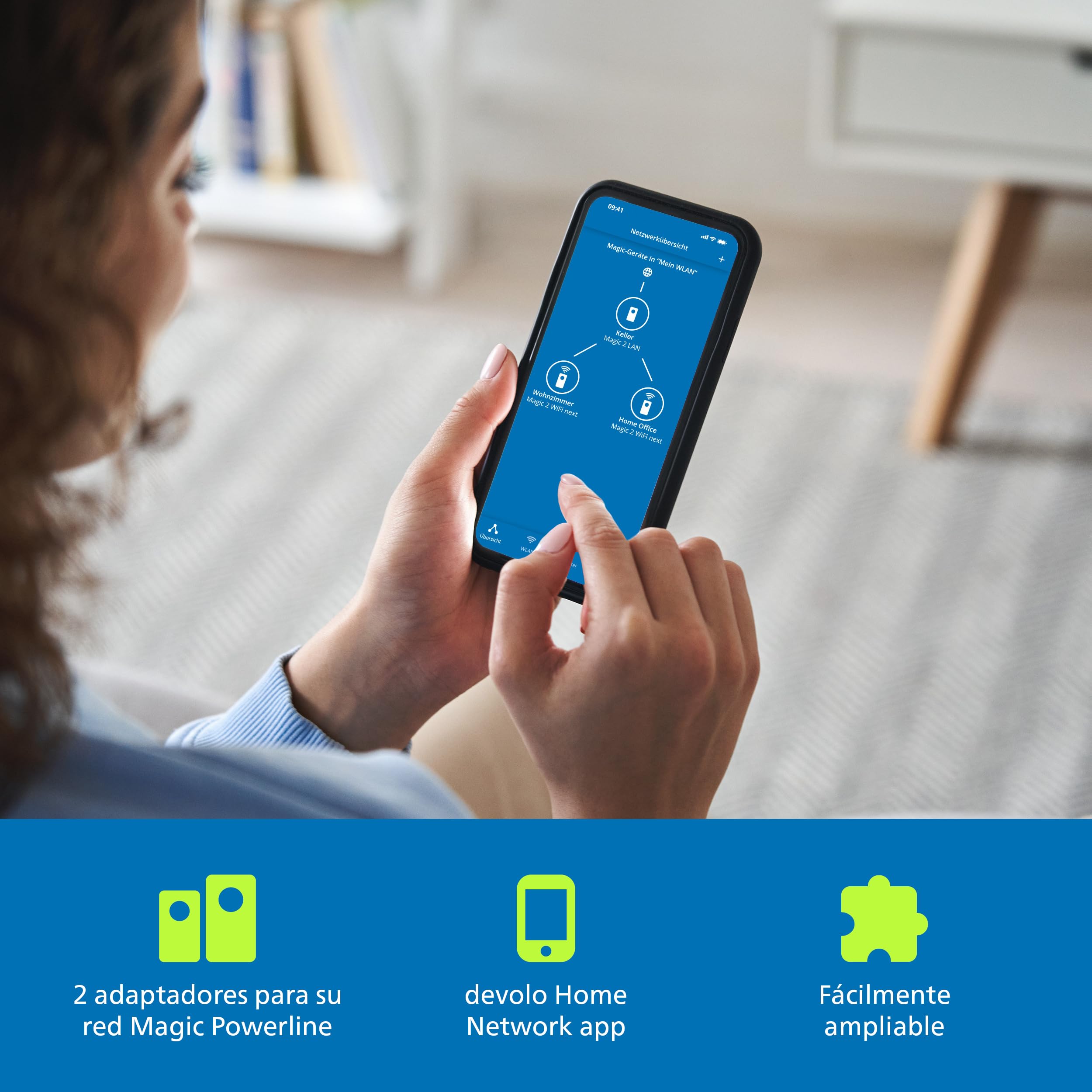 devolo Magic 2 WiFi next Starter Kit, adaptador WLAN Powerline de hasta 2400 Mbit/s, red WLAN, enchufe WLAN, 2 puertos Gigabit LAN, dLAN 2.0, color blanco
